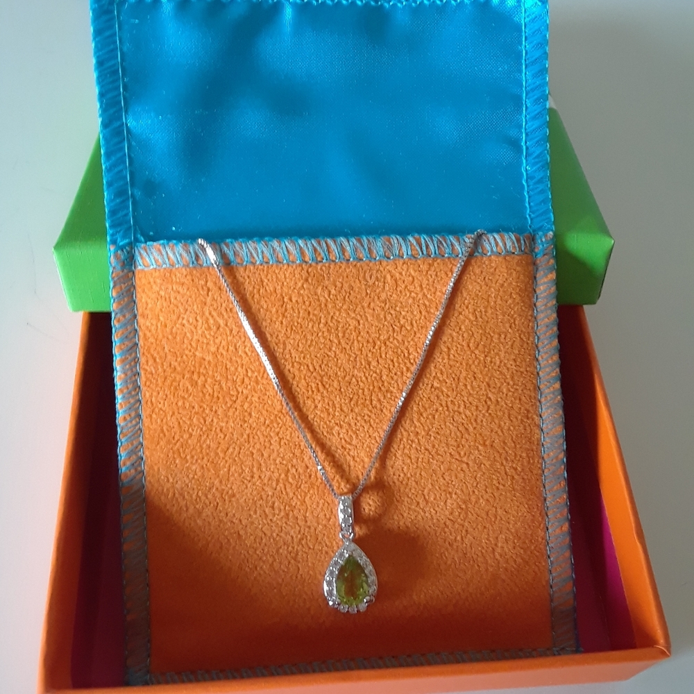 Sterling silverplated brass Peridot necklace